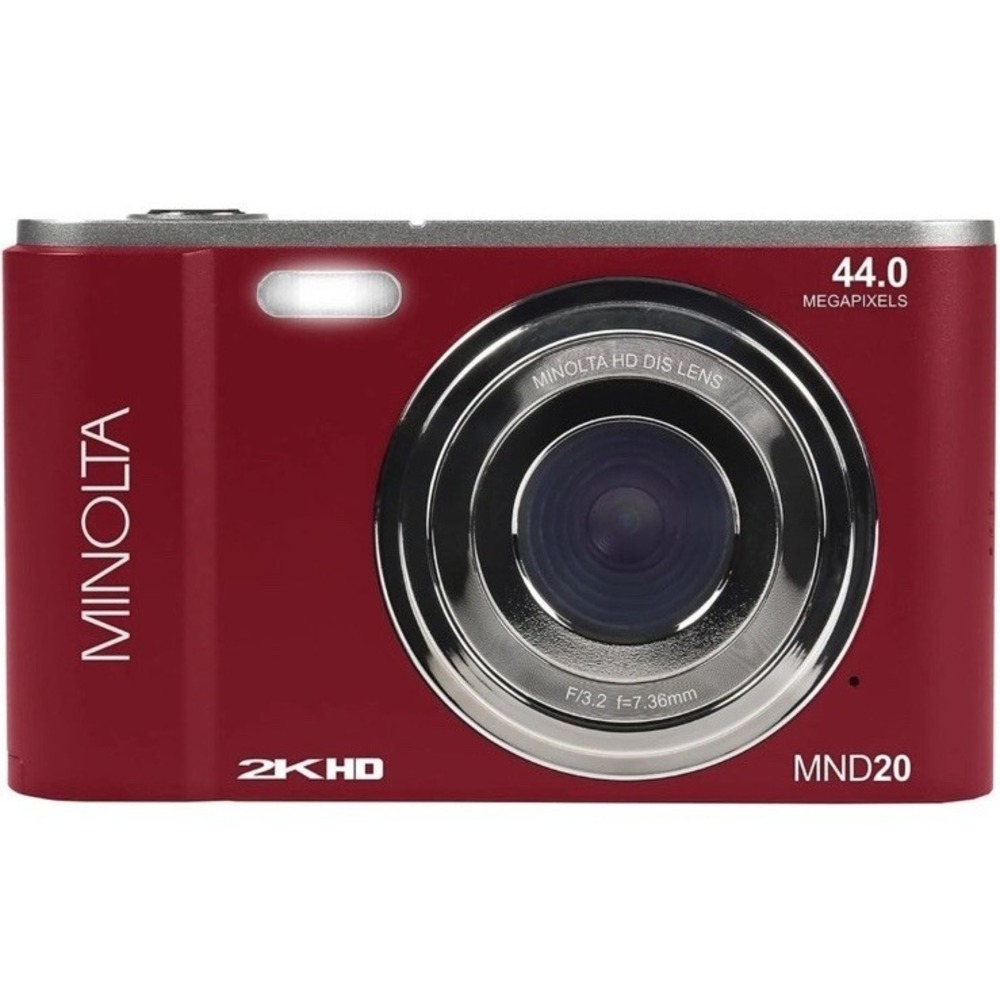 Minolta MND20 44MP Digital Camera – 2.7K Ultra HD Video, 16X Digital Zoom (Red)
